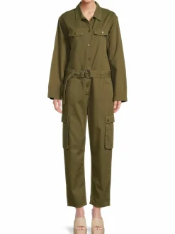 Women Maje Belted Straight Leg Utility Jumpsuit