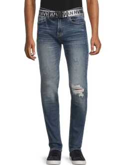 HVMAN Jeans|Belted Super Skinny Jeans Baltic Blue
