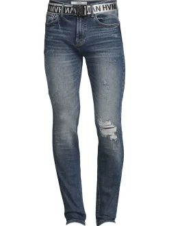 HVMAN Jeans|Belted Super Skinny Jeans Baltic Blue