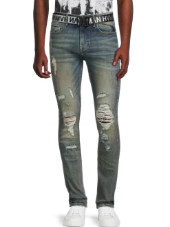 HVMAN Jeans|Belted Super Skinny Jeans Alloy Blue