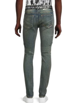 HVMAN Jeans|Belted Super Skinny Jeans Alloy Blue