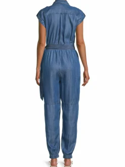 Women Karl Lagerfeld Paris Belted Utility Jogger Jumpsuit