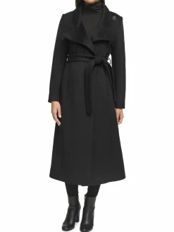 Women Kenneth Cole Belted Wool Blend Coat