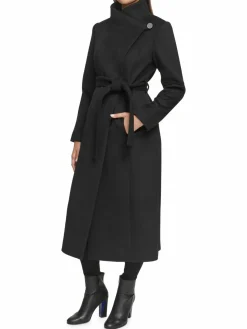 Women Kenneth Cole Belted Wool Blend Coat