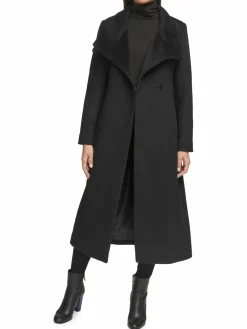 Women Kenneth Cole Belted Wool Blend Coat