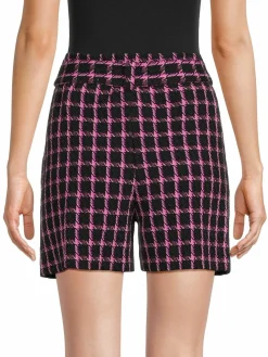 Women Maje Belted Wool Blend Plaid Shorts