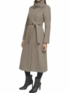 Women Kenneth Cole Belted Wool Blend Trench Coat