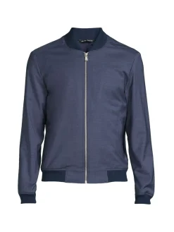Jack Victor Coats & Jackets|Bennett Wool Blend Bomber Jacket Blue