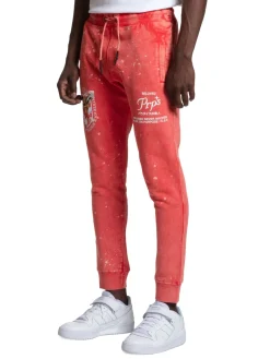 Prps Pants|Bessie Acid Wash Logo Joggers Red