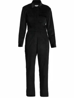 Women Rivet Utility Bigwig Stretch-Cotton Corduroy Jumpsuit