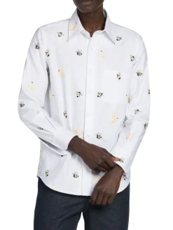 Thom Browne Casual Button-Down Shirts|Birds & Bees Button Down Shirt White