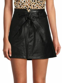 Women Paige Blanka Faux Leather Belted Mini Skirt
