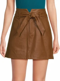 Women Paige Blanka Faux Leather Belted Mini Skirt
