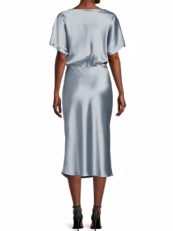 Women Renee C. Boat Neck Satin Midi Dress