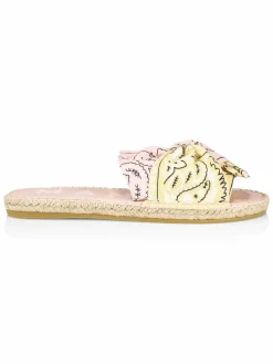Manebí Bow Bandana-Print Canvas Espadrille Slides