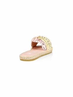 Manebí Bow Bandana-Print Canvas Espadrille Slides