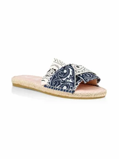 Manebí Bow Bandana-Print Canvas Espadrille Slides