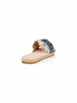 Manebí Bow Bandana-Print Canvas Espadrille Slides