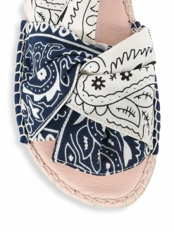 Manebí Bow Bandana-Print Canvas Espadrille Slides