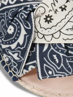 Manebí Bow Bandana-Print Canvas Espadrille Slides