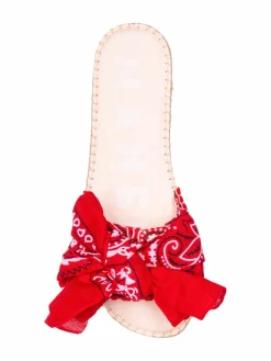 Manebí Bow Bandana-Print Canvas Espadrille Slides