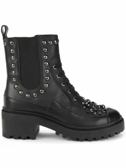 Karl Lagerfeld Paris Breck Studded Leather Combat Boots