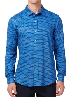 Hyden Yoo Casual Button-Down Shirts|Brooks Honeycomb Knit Sport Shirt Navy