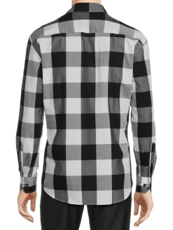 Bertigo Casual Button-Down Shirts|Buffalo Check Shirt Black White
