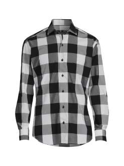 Bertigo Casual Button-Down Shirts|Buffalo Check Shirt Black White