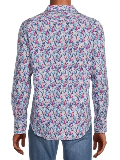 Robert Graham Linen|Butcher Linen Blend Sport Shirt Blue Multi