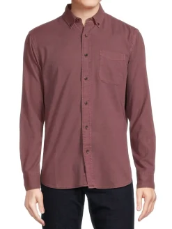 Faherty Casual Button-Down Shirts|Button Down Collar Shirt Washed Burgundy
