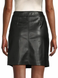 Women Karl Lagerfeld Paris Button Front Faux Leather Mini Skirt