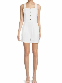 Women Saks Fifth Avenue Button Front Linen Blend Romper