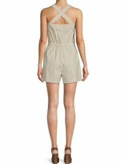 Women Saks Fifth Avenue Button Front Linen Blend Romper