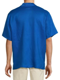Solid & Striped Linen|Cabana Linen Camp Shirt Lapis Blue