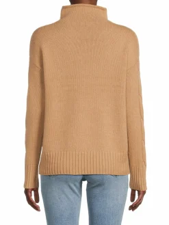 Women Saks Fifth Avenue Cable Knit Funnelneck Cashmere Sweater