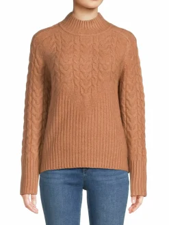 Women Calvin Klein Cable Knit Mockneck Sweater