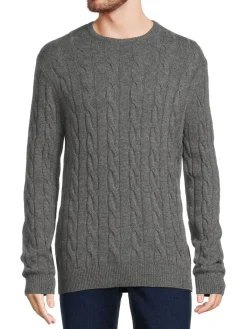 Malo Sweaters|Cable Knit Wool & Cashmere Sweater Grey