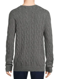 Malo Sweaters|Cable Knit Wool & Cashmere Sweater Grey