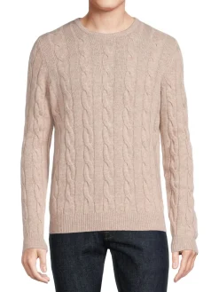 Malo Cashmere|Cable Knit Wool & Cashmere Sweater Beige