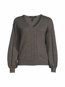 Women Ellen Tracy Cableknit V Neck Sweater