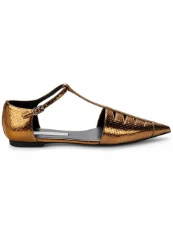Stella McCartney Cage Embossed Metallic Flats