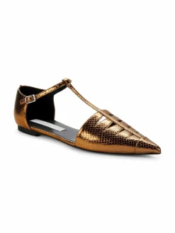 Stella McCartney Cage Embossed Metallic Flats