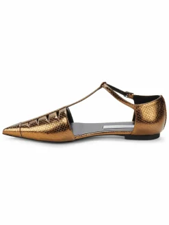Stella McCartney Cage Embossed Metallic Flats