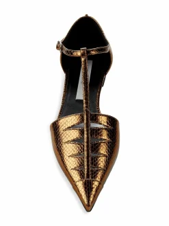 Stella McCartney Cage Embossed Metallic Flats