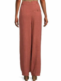 Women Free People Calla Linen Blend Pleated Trousers