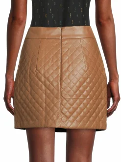 Women Amanda Uprichard Callum Quilted Faux Leather Mini Skirt