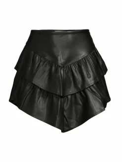 Women RD style Cameron Faux Leather Ruffle Skirt