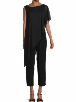 Women Tash+Sophie Cape Asymmetric Cropped Jumpsuit