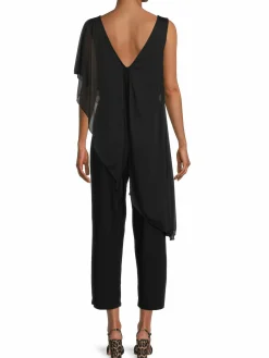 Women Tash+Sophie Cape Asymmetric Cropped Jumpsuit
